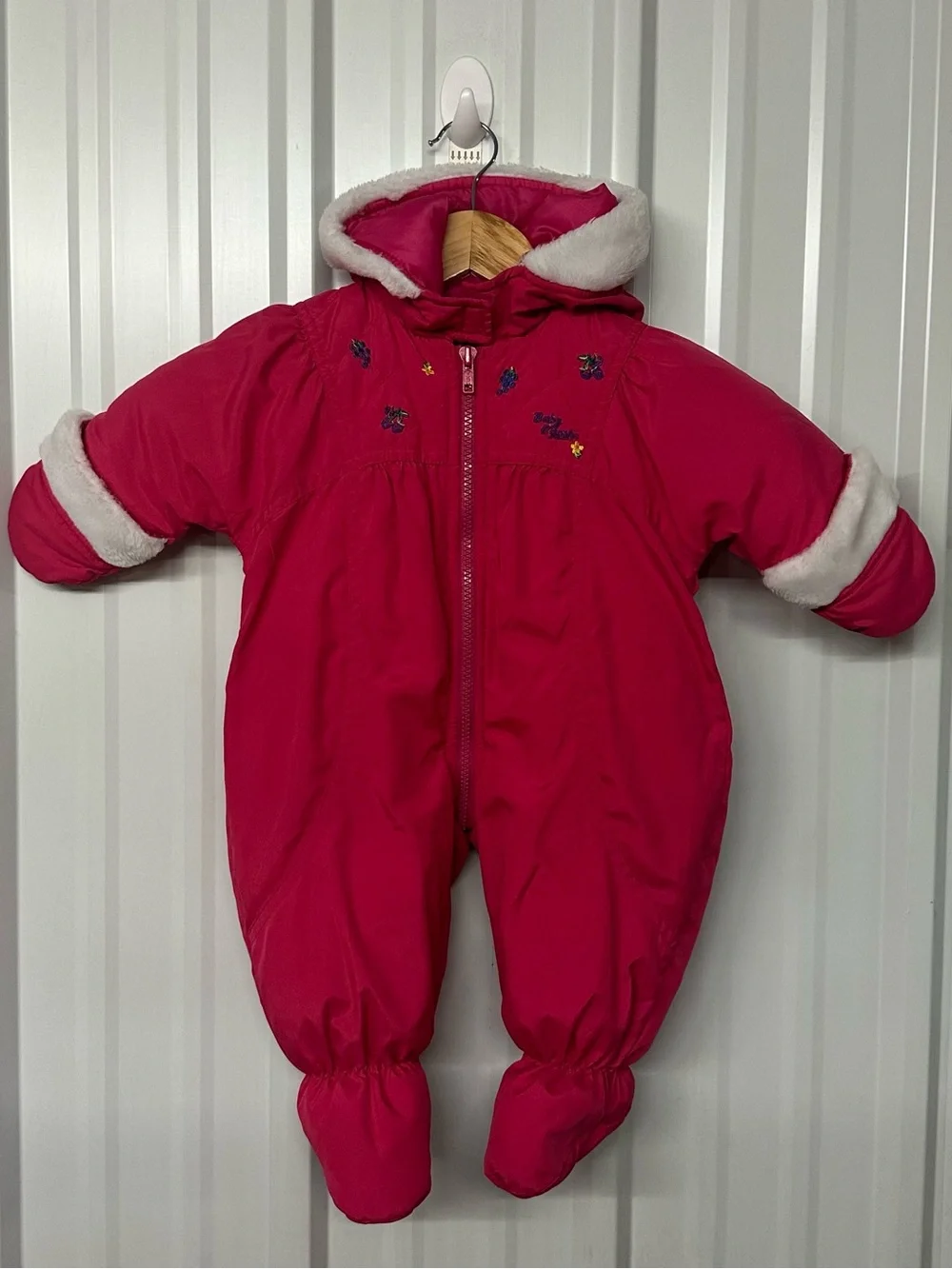 Vintage OshKosh B’Gosh Girls Pink Snowsuit Winter One Piece Cozy Retro Ski Suit